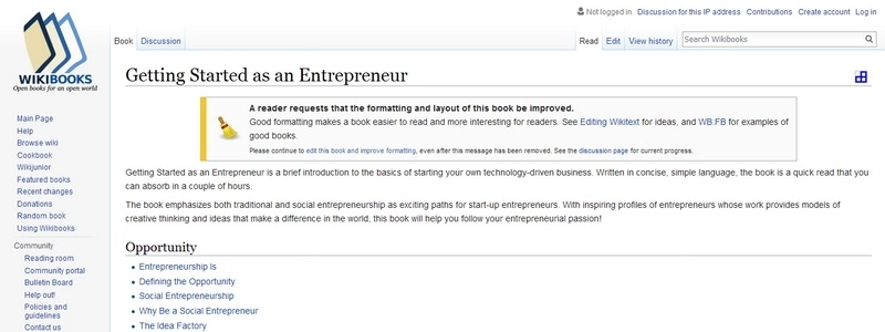 Getting Started as an Entrepreneur by Wikibooks.org