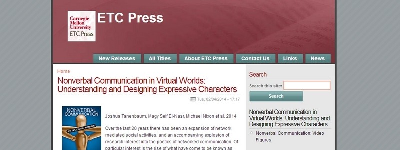 Nonverbal Communication in Virtual Worlds: Understanding and Designing Expressive Characters by Joshua Tanenbaum