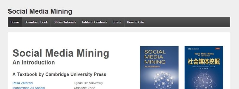 Social Media Mining: An Introduction by Reza Zafarani, Mohammad Ali Abbasi, Huan Liu
